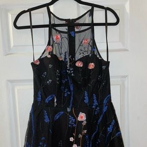 Black floral embroidered dress